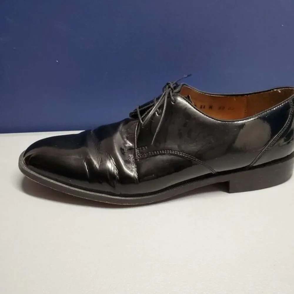Stacy Adams Dress Shoes Men Size 11 Black Patent Leather Comfort Lace Up 2361743